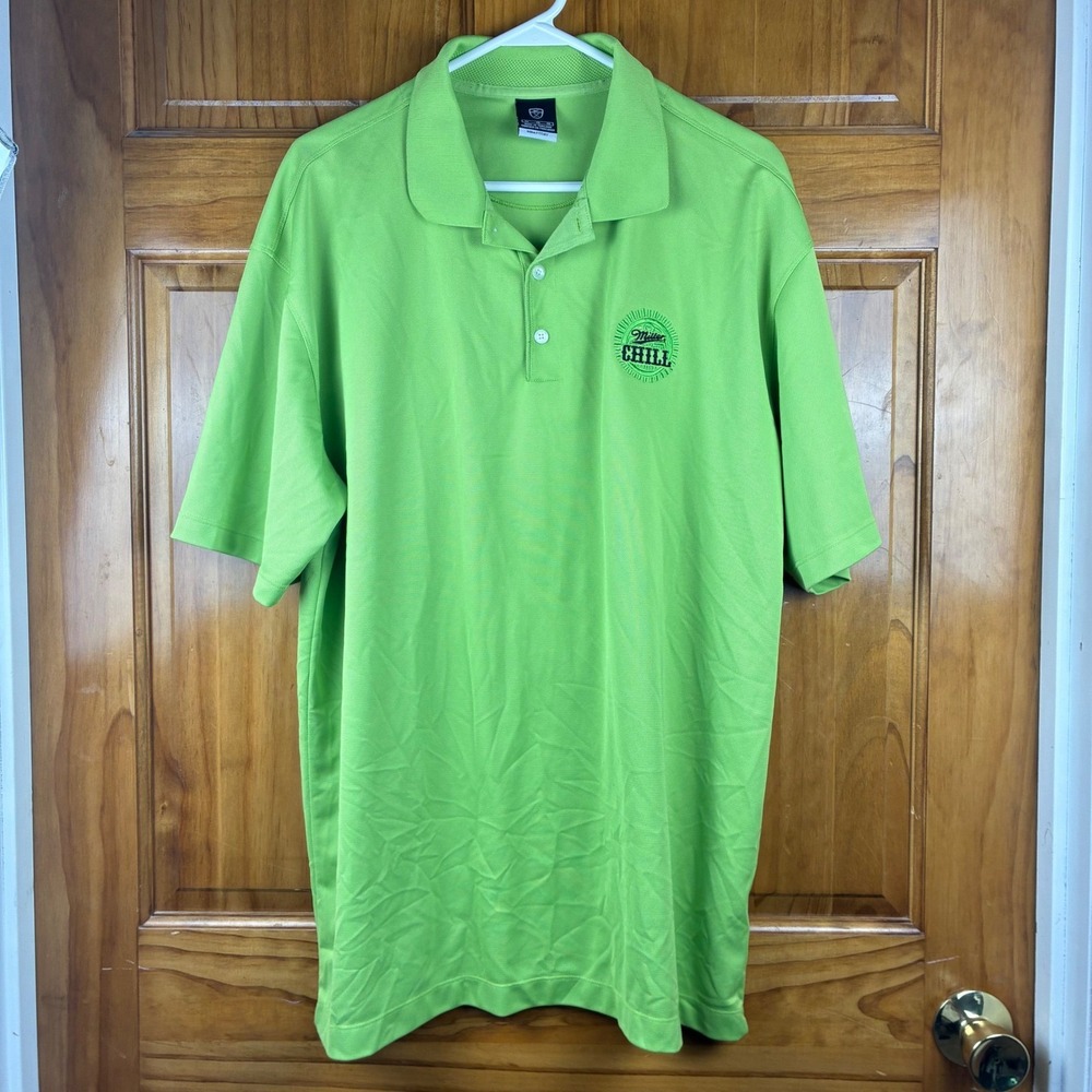 Nike Fit Dry Miller Chill Polo Shirt Mens XL Golf Lime Green Short Sleeve Beer